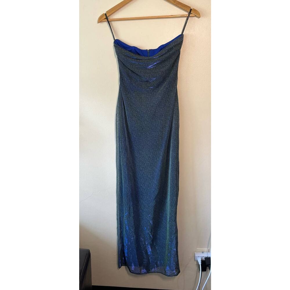 Jessica McClintock for Gunne Sax Shimmery Blue Gown Mermaid y2k Prom